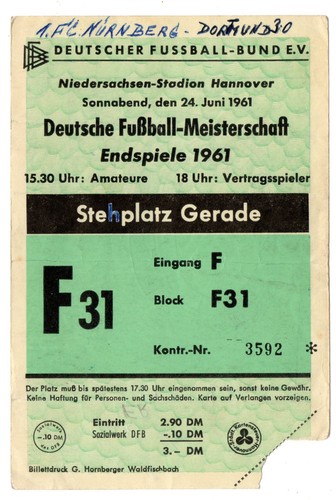 Ticket endspiel 1961 - ticket, dm-endspiel