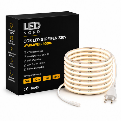 Led 230v cob streifen - 230v,